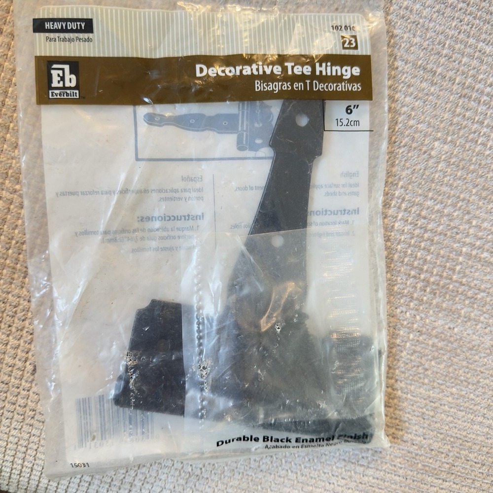 Everbilt 6 in. xโ 4.25 in. Black Heavy Duty Decorative Tee Hinge